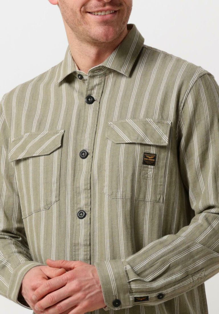 PME LEGEND groene pme legend casual overhemd long sleeve shirt yarn dyed stripe
