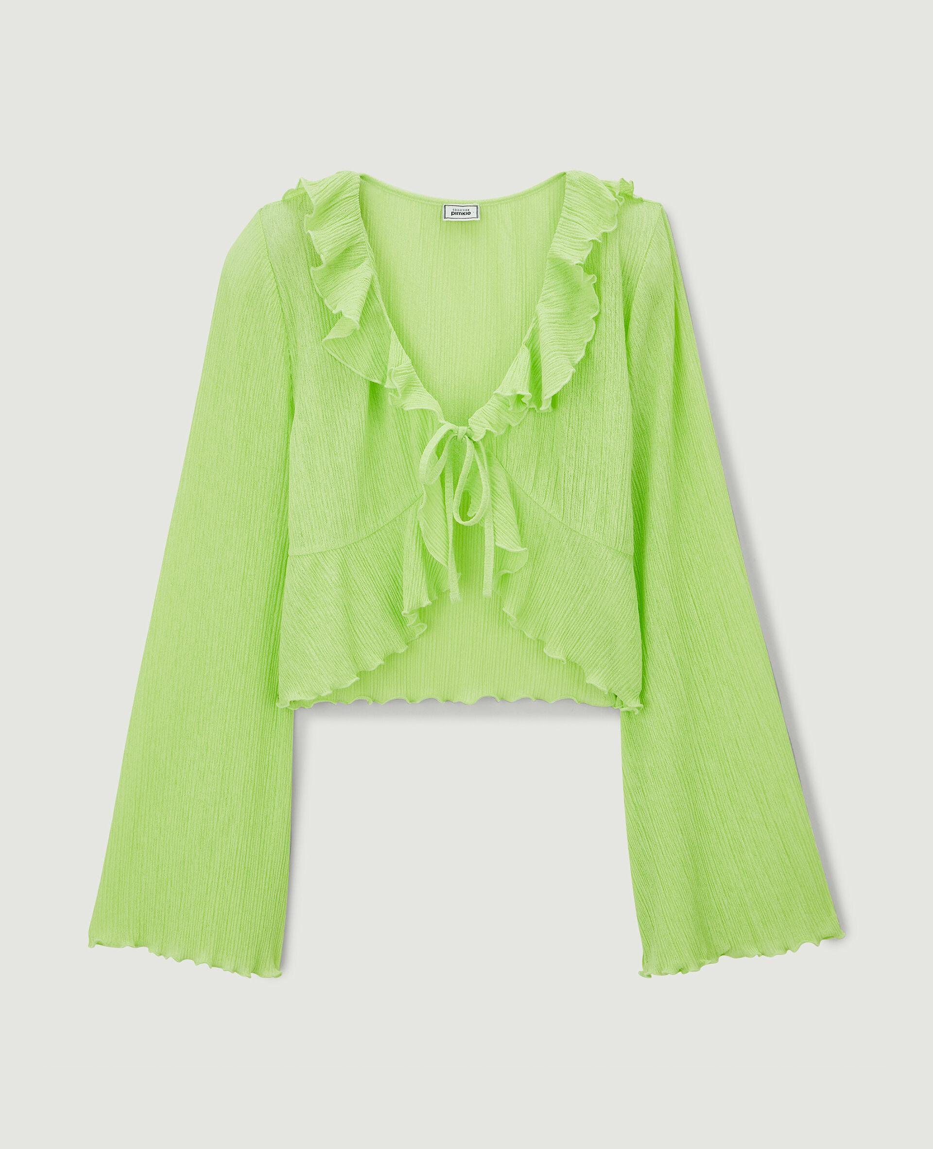 Top à nouer avec volants - Vert olive