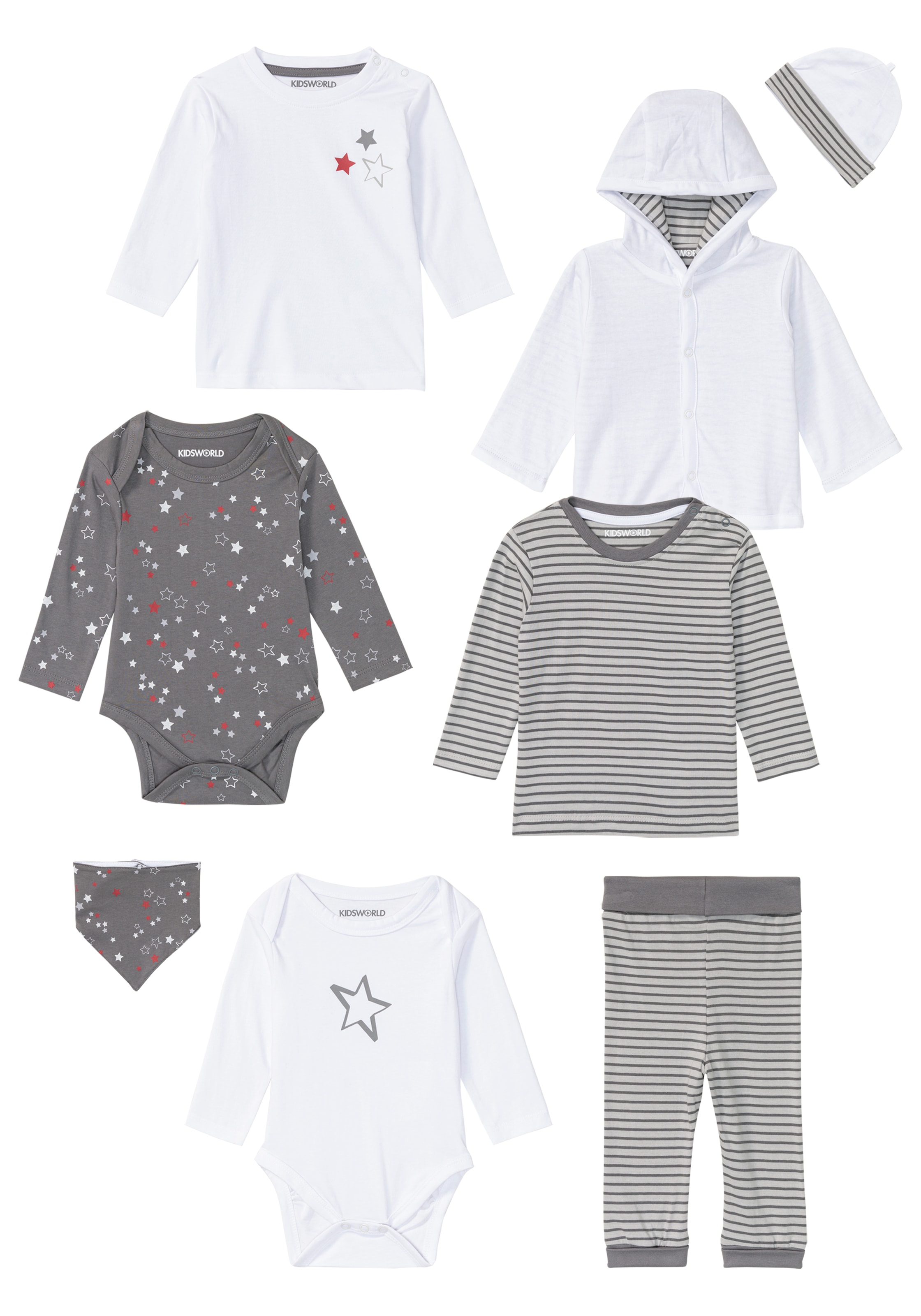 KIDSWORLD Starterpaket », 8 teiliges Baby-Set - NEUE KOLLEKTION«, 8 Stk. , Baby-Set aus Bio-Baumwolle