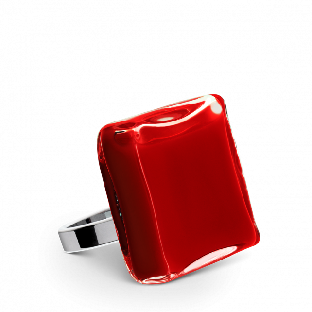 Bague en verre soufflé - Carré Medium Milk