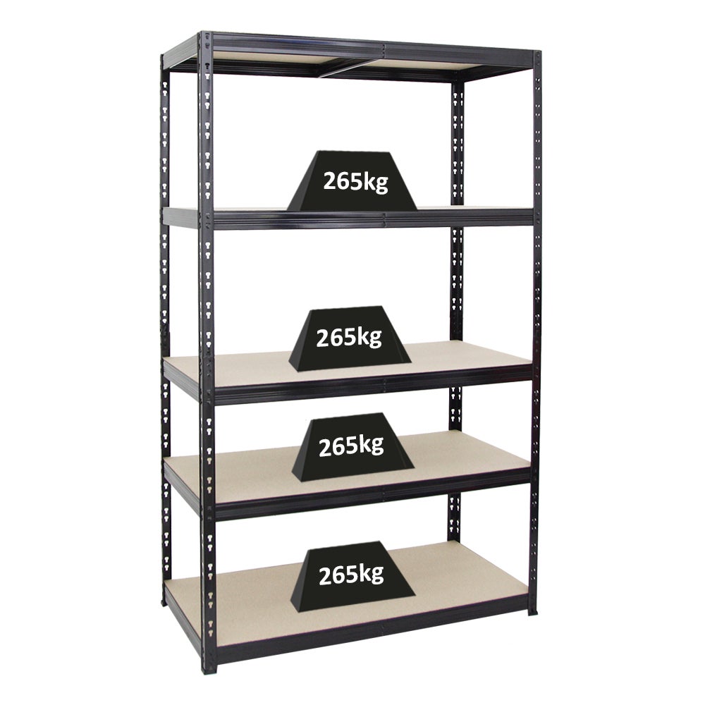 PROREGAL Heavy-Duty stellingkast Giant Tiger HxBxD 200 x 120 x 60 cm Draagvermogen planken 265 kg 5 planken Zwart