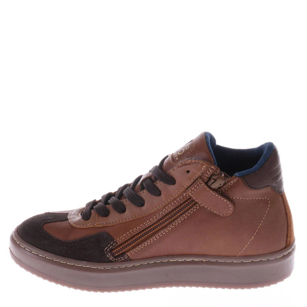 Hip leren sneakers cognac