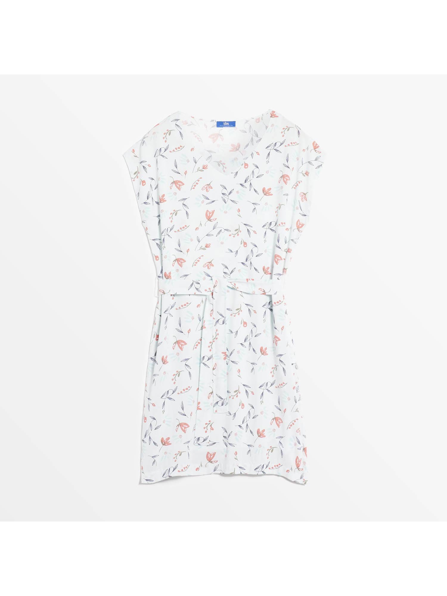 Robe Femme Print Fleuri Viscose Bleu Clair