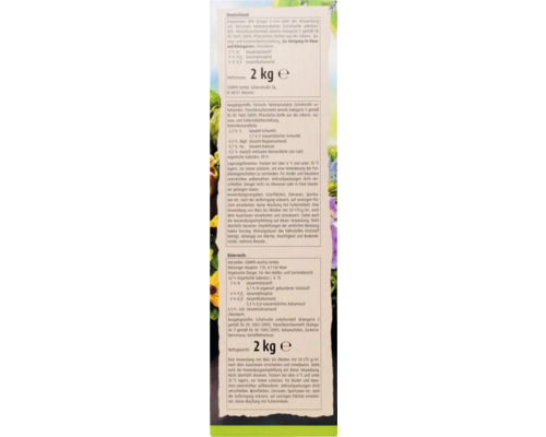 COMPO BIO Universele langzaamwerkende meststof met schapenwol, 100% natuurlijke ingrediënten, 2 kg, voor alle tuinplanten, 5 maanden langzaamwerkende werking