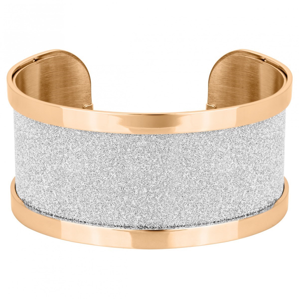 Jonc ouvert en Acier 316L et glitter - rose brillant
