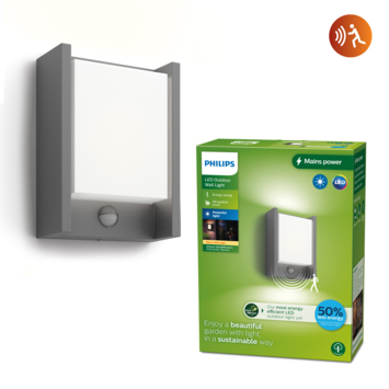 Philips buitenlamp Arbour met bewegingsensor antraciet 3,8W 800 lm