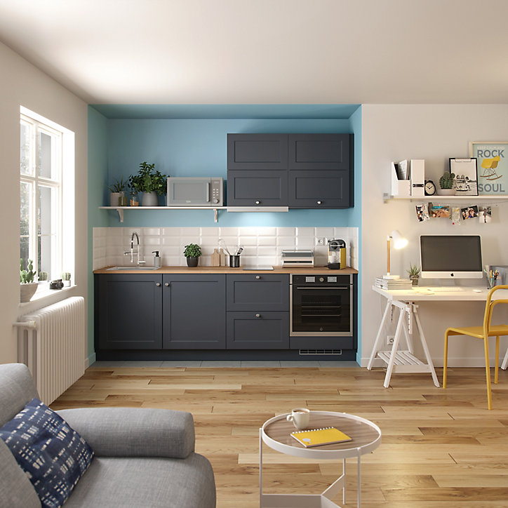 Façade de cuisine hotte / casserolier Artemisia bleu mat l. 60 cm GoodHome