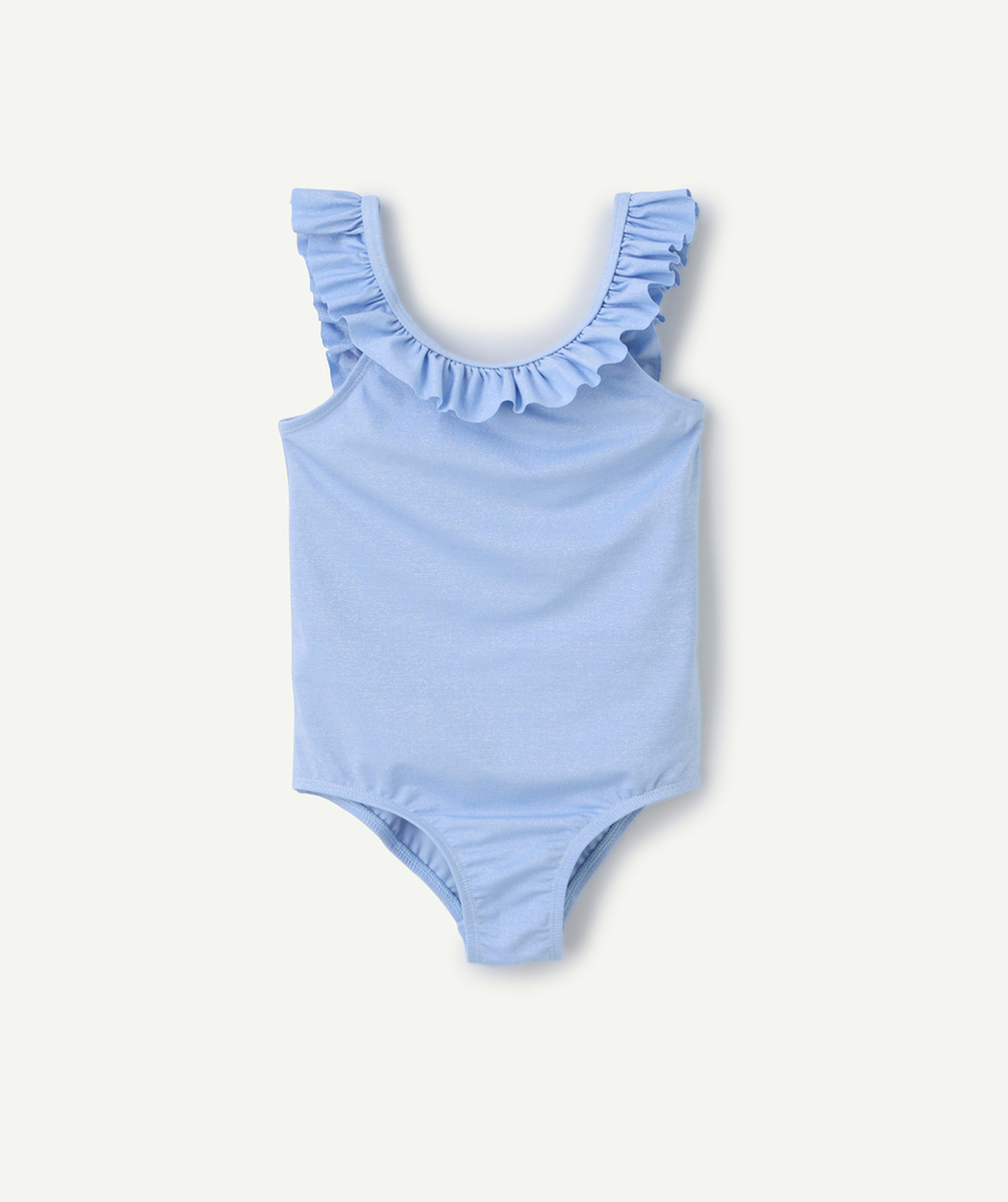 maillot de bain 1 pièce fille en fibres recyclées bleu pailleté