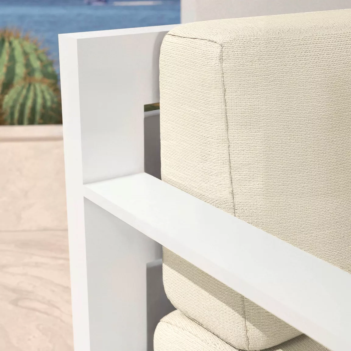 Fauteuil de jardin détente en aluminium Elba Blanc et beige