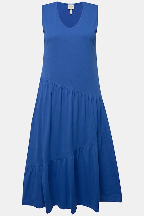 Midikleid, A-Linie, V-Ausschnitt, ärmellos, Biobaumwolle