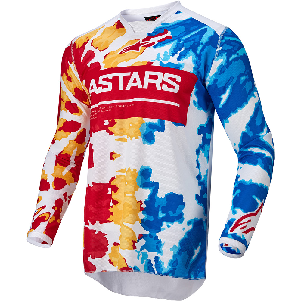 Alpinestars - Maillot Racer Squad Blanc / Rouge / Bleu / Jaune