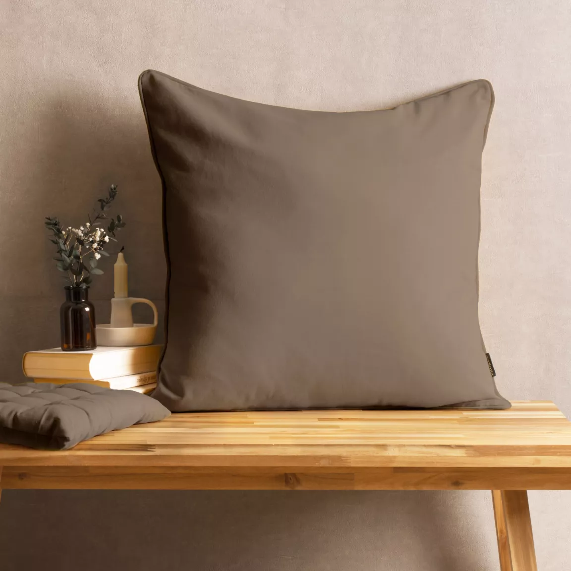 Coussin carré coton (60 x 60 cm) Pixel Taupe