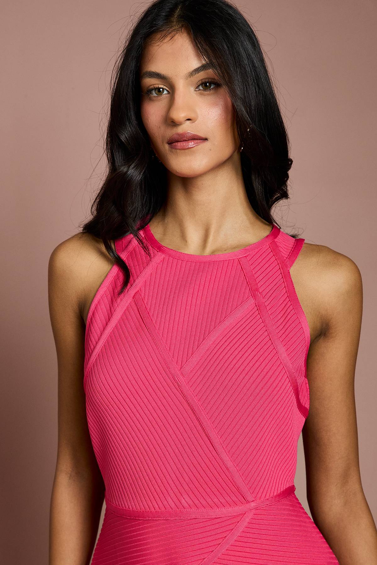 Coast Robe Midi Petite Côtelée Bandage Col Halter
