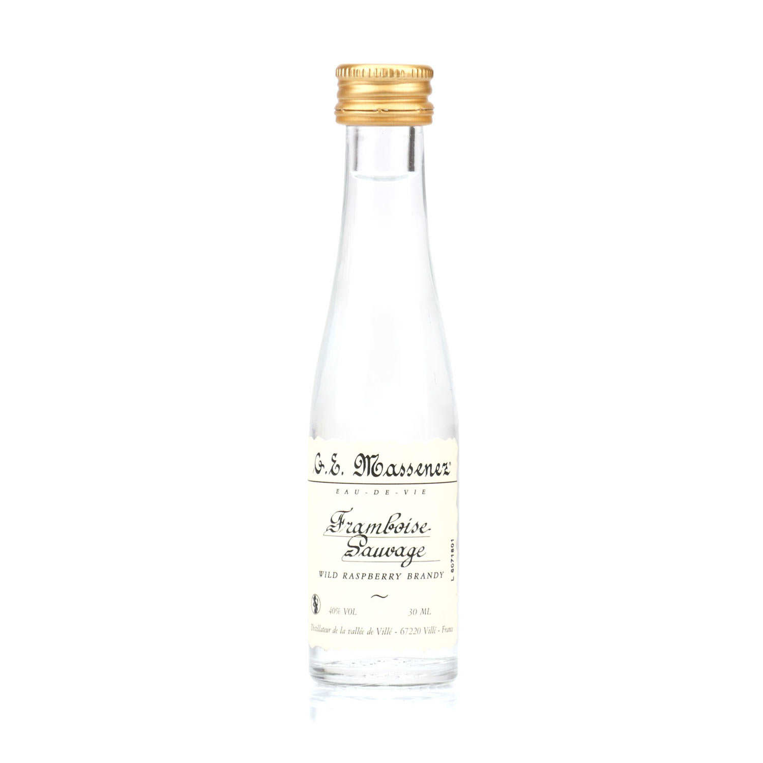 Mignonnette d'eau de vie framboise sauvage 40%