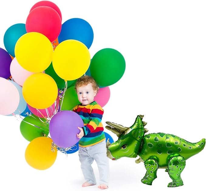 (90x55cm) Dinosaurier Kinder Folien Ballon Geburtstags Party Deko Triceratops Luftballon - Grün