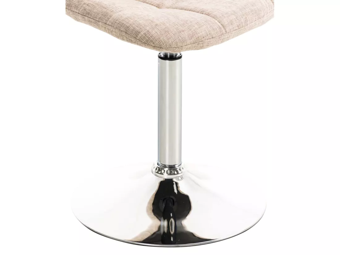 Lot de 2 Chaise de bureau - Tissu & Métal chromé - Crème - Emil