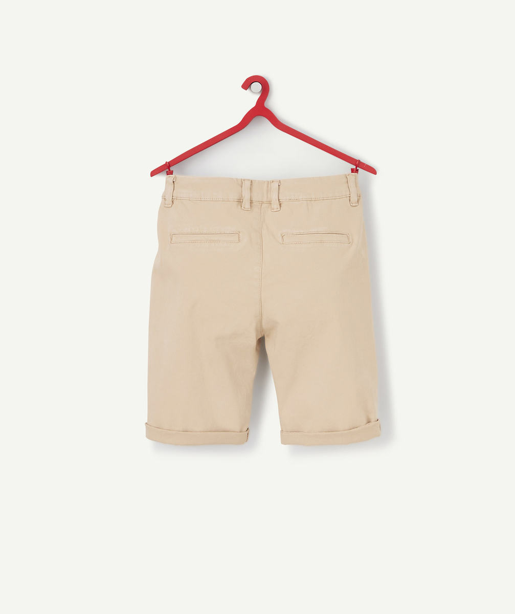 BERMUDA CHINO GARÇON BEIGE EN FIBRES RECYCLÉES