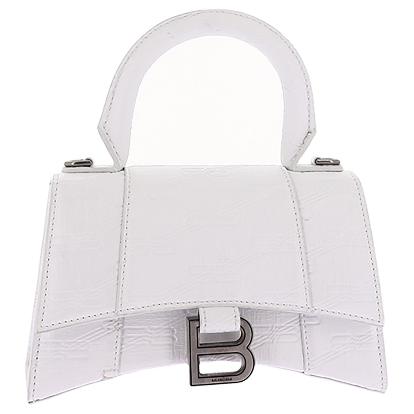 Balenciaga Sac bandoulière Hourglass XS en Cuir Monogramme blanc - Neuf sans étiquette - L.18 cm