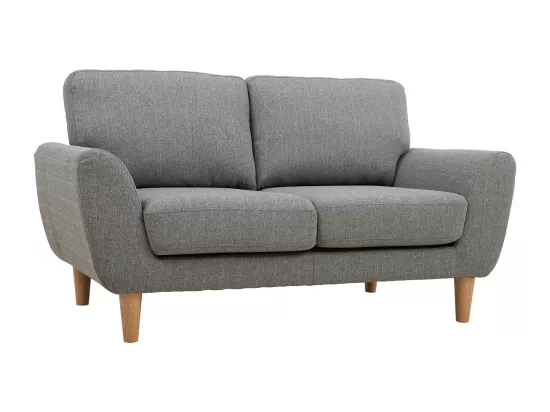Canapé scandinave 2 places en tissu gris et bois clair ALICE