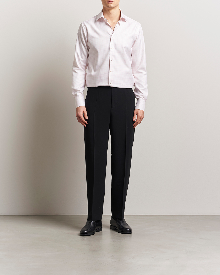 Stenströms Fitted Body Checked Shirt Pink