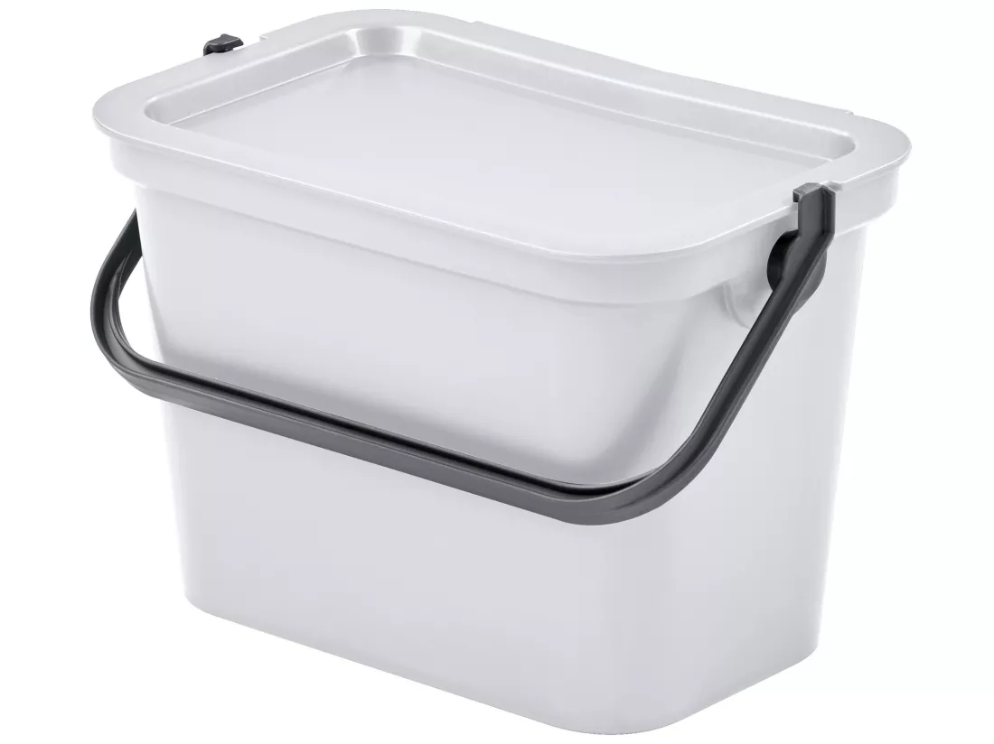 Set de 3 poubelles 5L blanc avec poignée