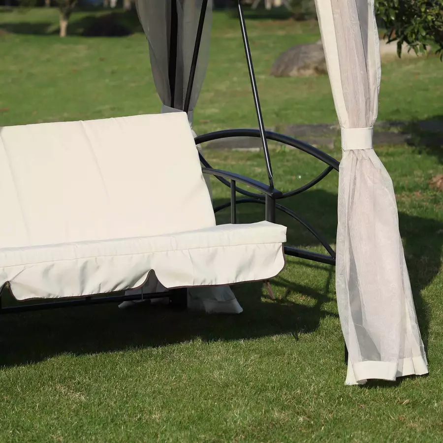 Outsunny Hollywoodschaukel mit Seitenwänden beige, schwarz
