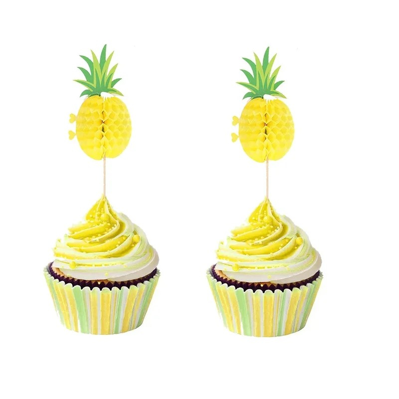 (50er Set) Cocktail Sticks Pompon Fingerfood Party Spiesse Deko Frucht Zahnstocher - Ananas