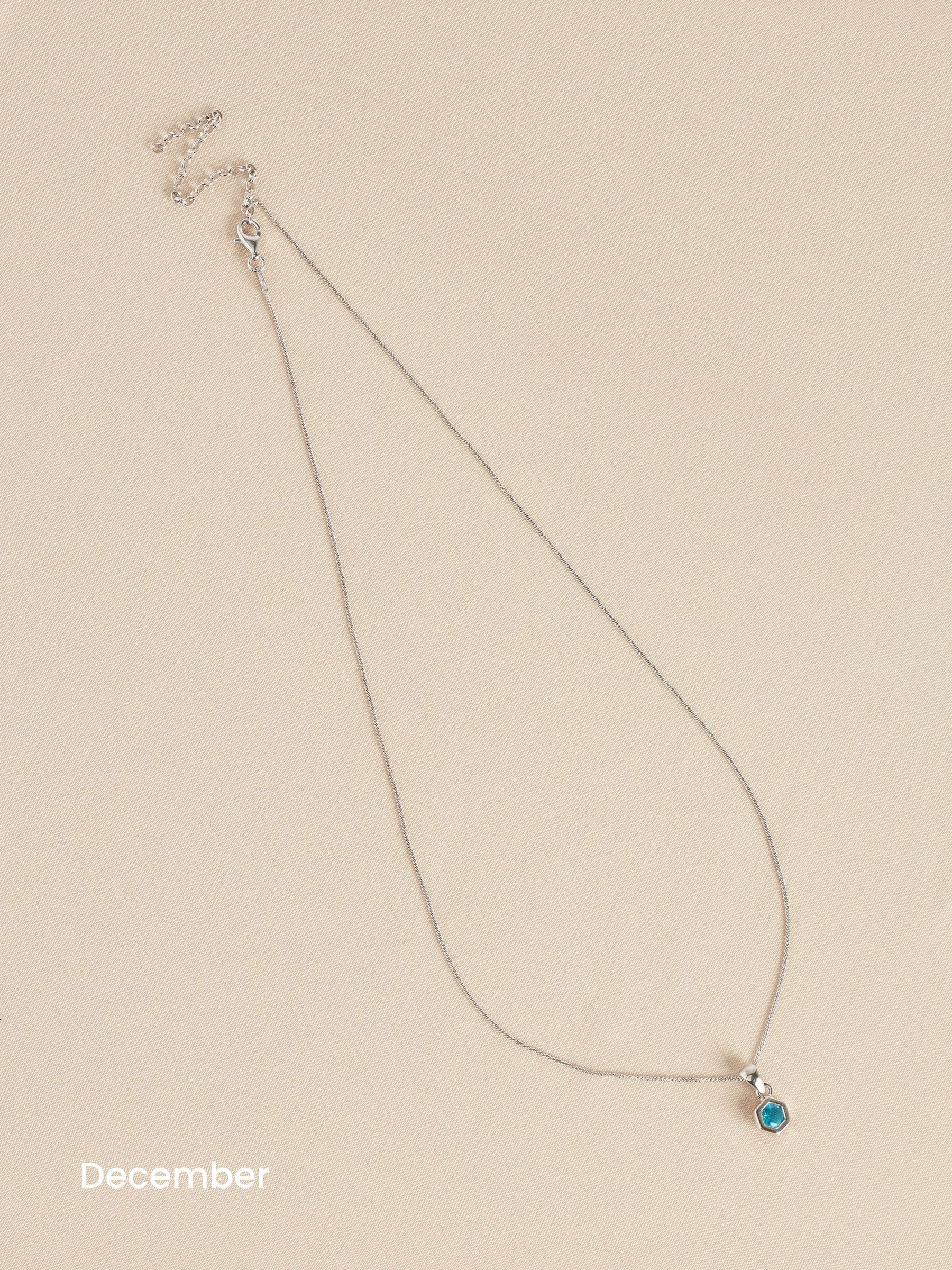 Echt zilver - Ketting met zeshoekige geboortesteen