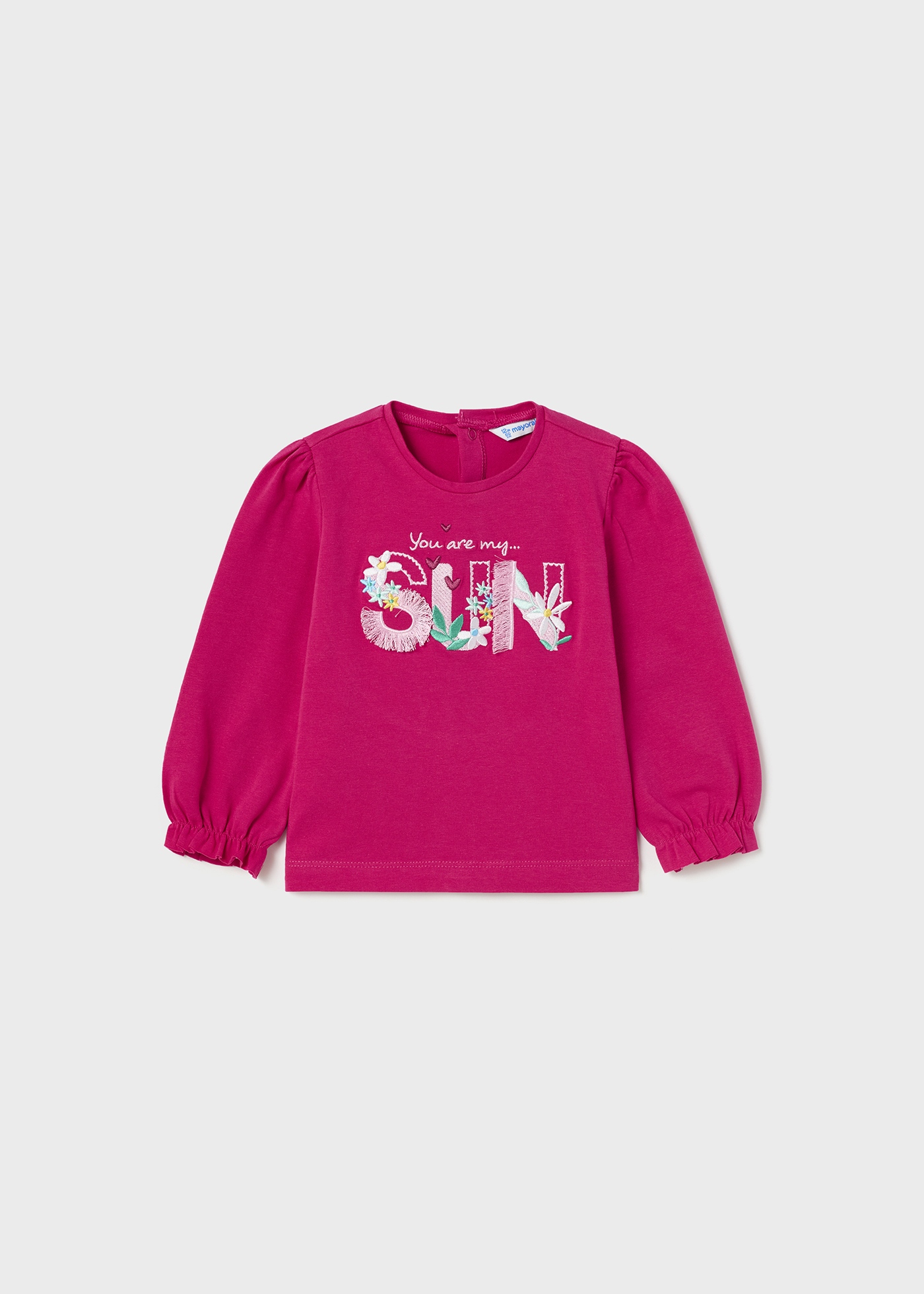 Camiseta de manga comprida feita de algodão sustentável para bebês
