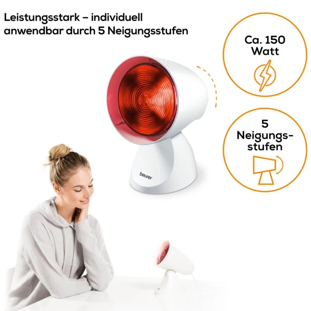 IL 21 Rotlicht Infrarotlampe Lichttherapie für Erkältung und Muskelverspannung inkl. Schutzbrille (61601) - Weiss