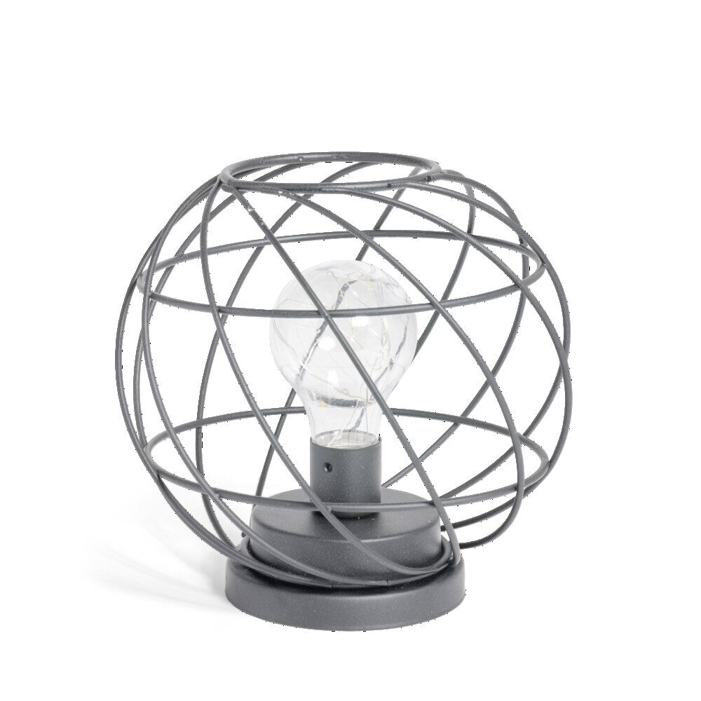 Lanterne LED sphère ajourée métal noir Ø16xH17cm