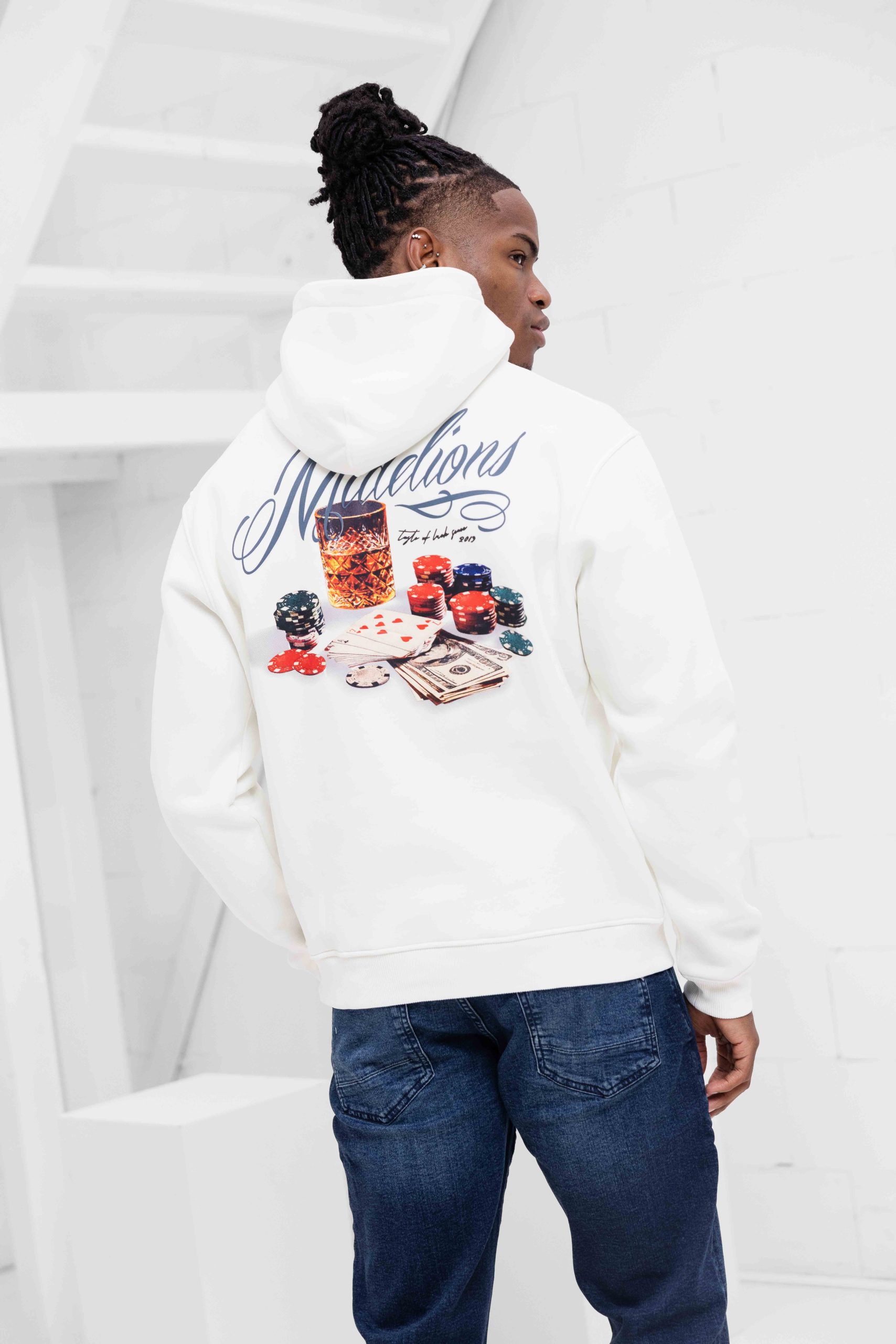 Malelions Playing Cards Hoodie Heren Wit