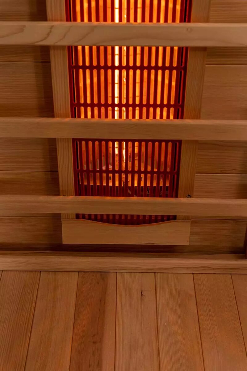 PureHaven Infrarotkabine 120x105x190 cm aus Pacific Coast Hemlock-Holz Bluetooth-Soundsystem Timer Lichttherapie in 4 Farben digitale Steuerung