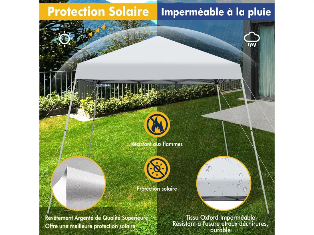 Tonnelle de Jardin Instantanée Pliable 3x3m/Tente de Jardin 3 Hauteurs Réglable Sac avec Sangles Anti-UV 50+ Imperméable pour Marché Patio CamBoisg Blanc