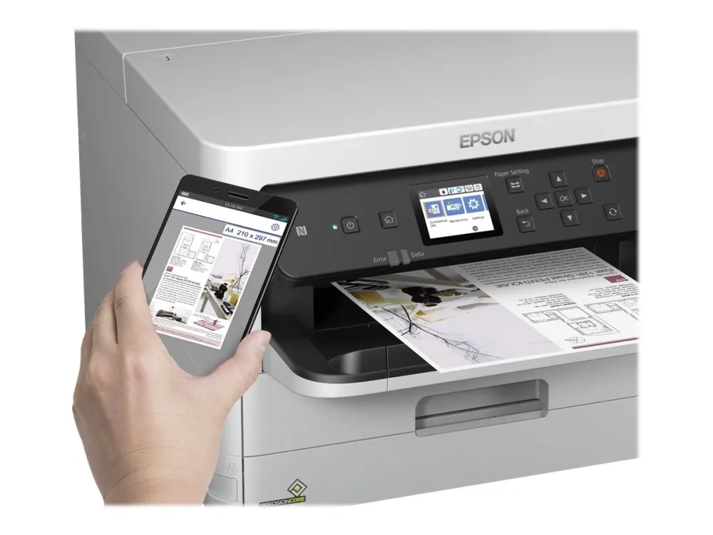Epson WorkForce Pro WF-C529RDW - Printer - farve - Duplex - blækprinter - A4/Legal - 4800 x 1200 dpi - op til 24 spm (mono) / op til 24 spm (farve) - kapacitet: 830 ark - USB 2.0, Gigabit LAN, Bluetooth, Wi-Fi(n), USB 2.0 vært