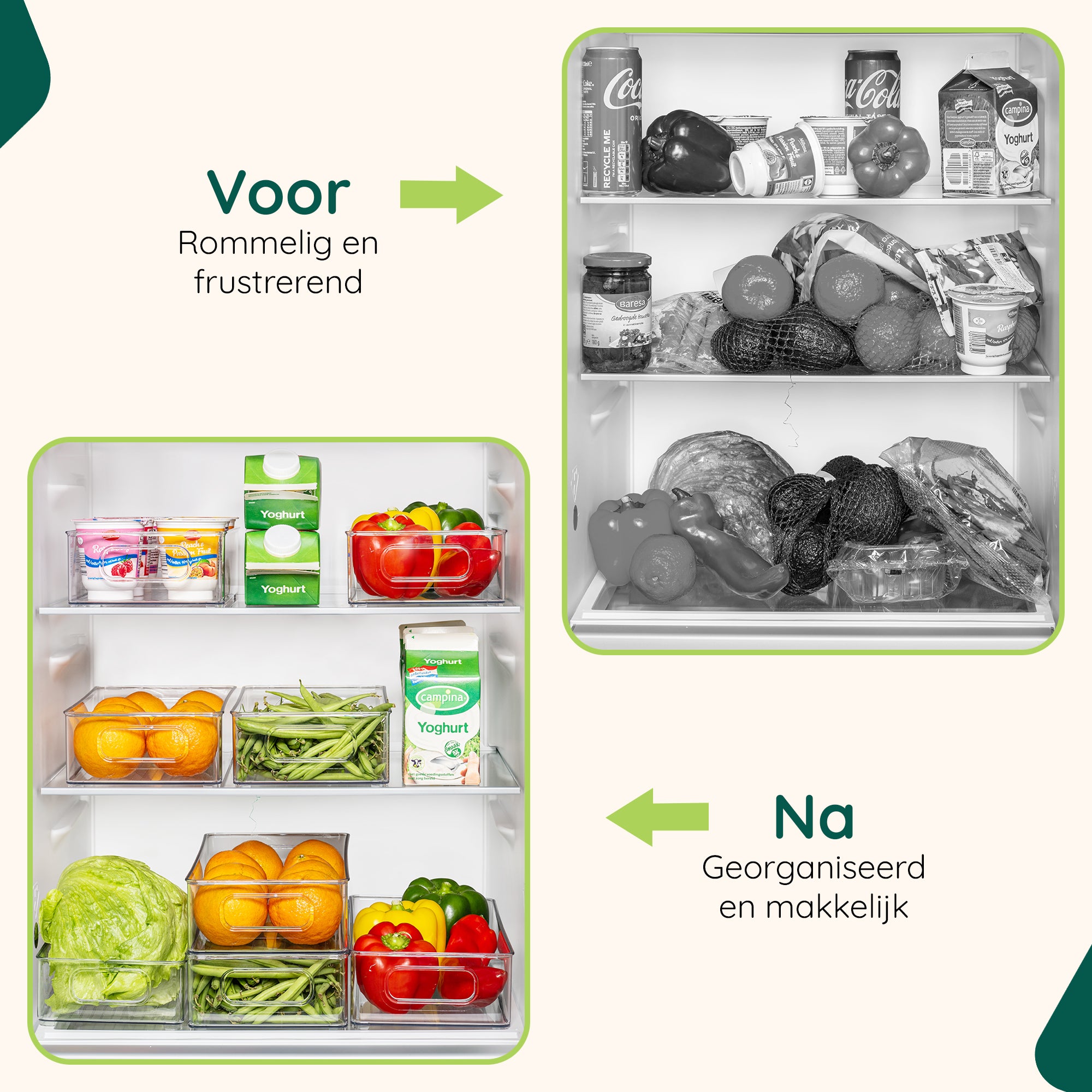 XIVADA Koelkast Organizer Tava - Transparant - PET - Set van 4