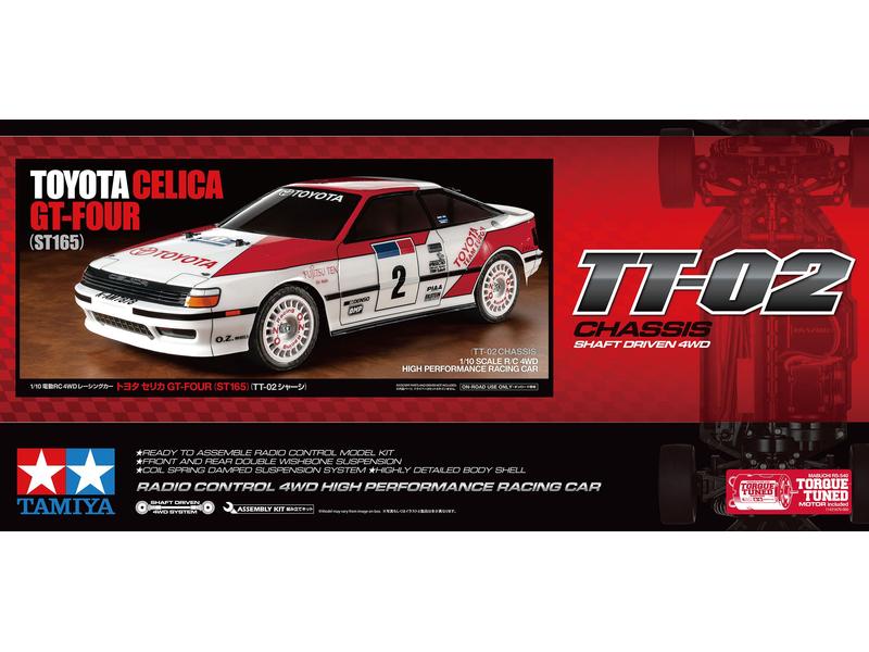 Tamiya Tourenwagen Toyota Celica GT-Four, TT-02, Bausatz, 1 Toyota Celica GT-Four (ST165) On-Road Modell auf bewährtem TT02 Chassis