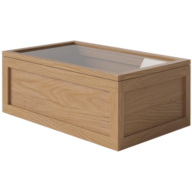 Bolia Norie opbergdoos hout met glazen deksel naturel geolied eiken