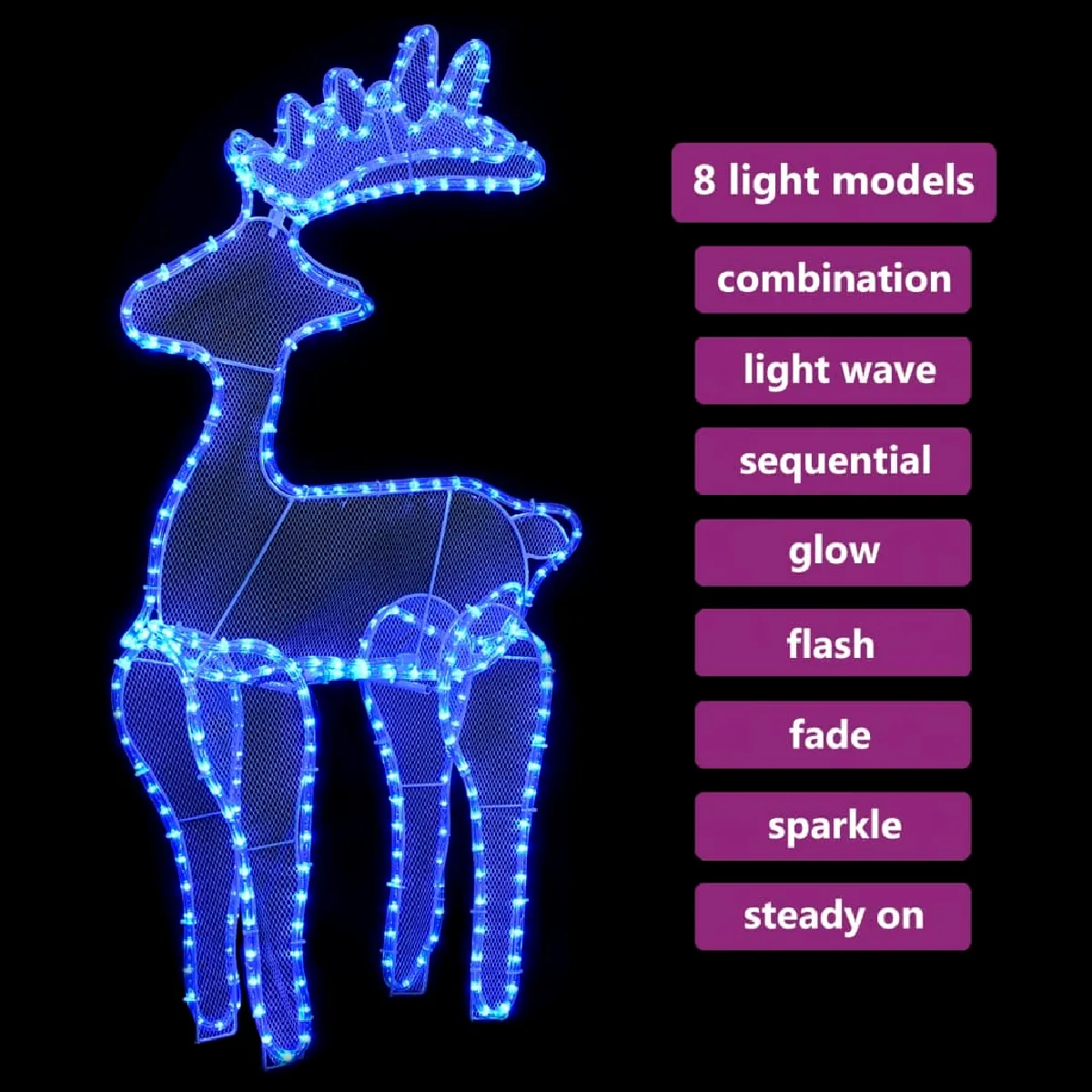 vidaXL Décoration de Noël renne LED 306 cm