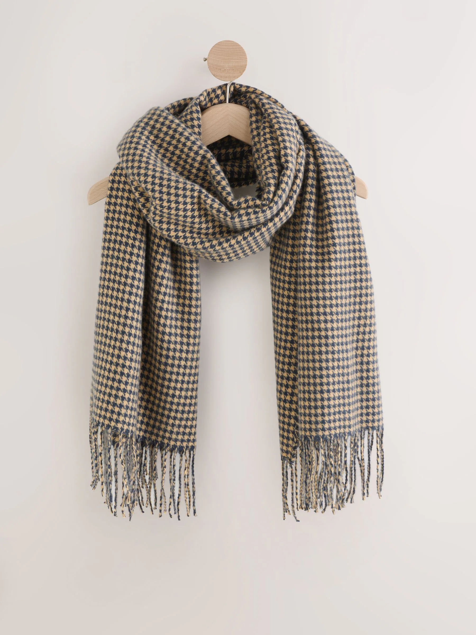 Navy Houndstooth - Halfzware sjaal