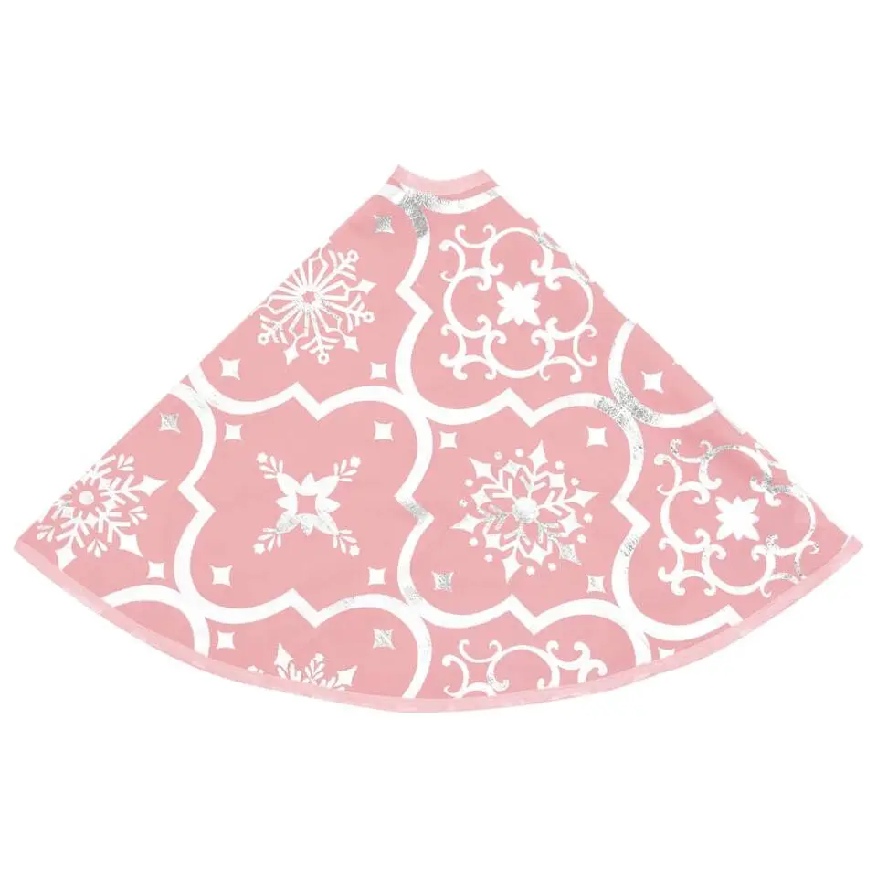 vidaXL - Kerstboomrok luxe met sok sneeuwpatroon 122 cm - Roze - Stof