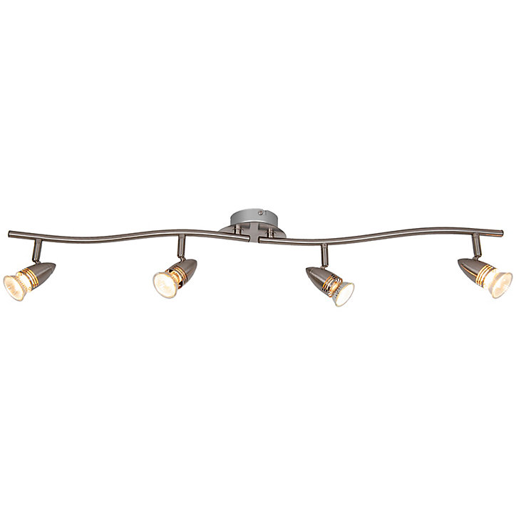 Réglette spot 4 lumières GU10 7W GoodHome Aspis nickel satiné L.86 x L.9 x H.16 cm