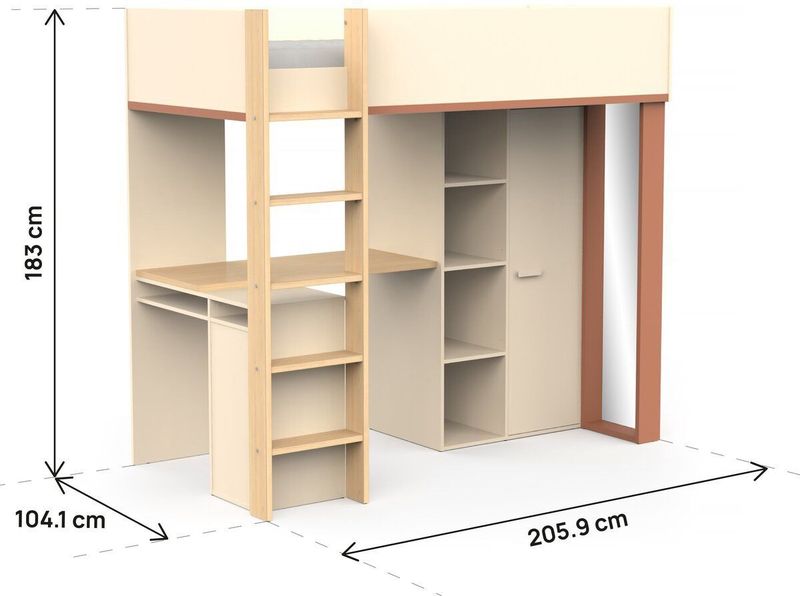 CaliCosy - Hoogslaper - Camillia - Zandbeige - Spaanplaat - Bureau en Kast