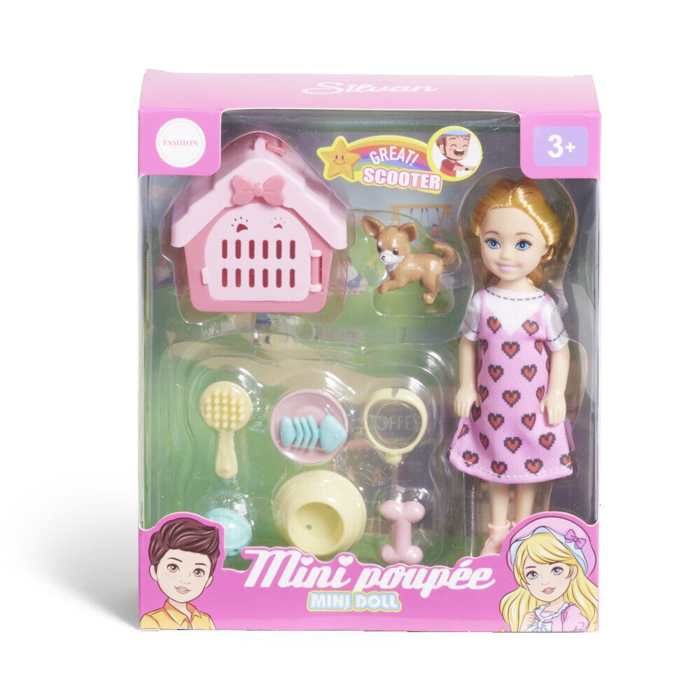Mini poupée avec accessoires - 3 modèles