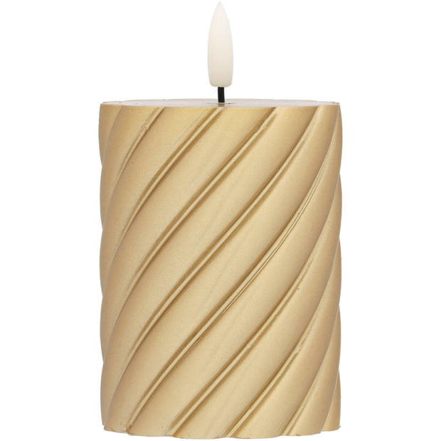 Blokker LED Kaars Swirl - 7,5x10 cm - Goud