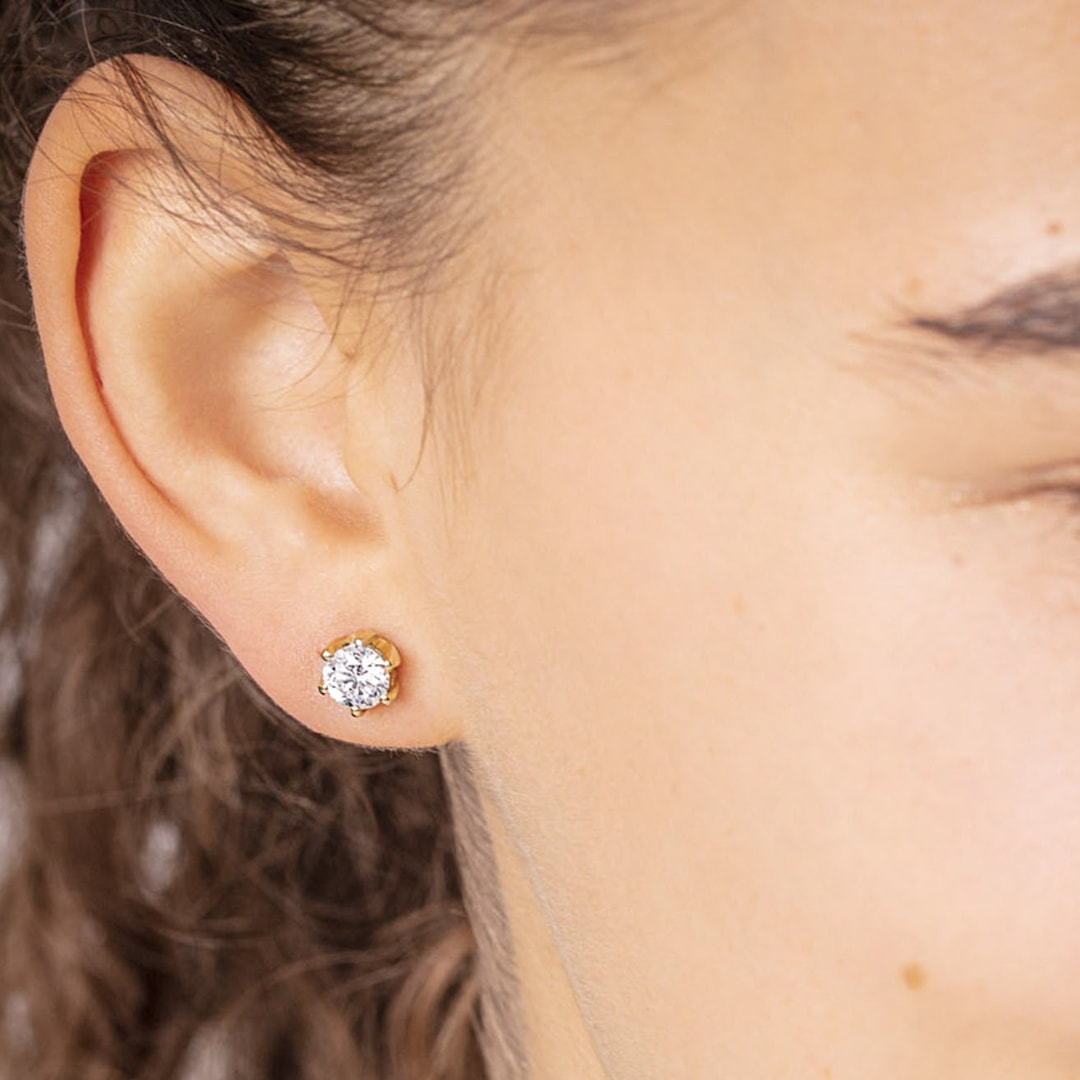 1.40 Karat Solitär GIA-Diamantohrstecker 750/18 K Gelbgold in 6-Griff