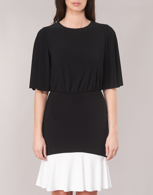 Lauren Ralph Lauren - ELBOW SLEEVE DAY DRESS Negro / Blanco