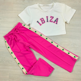 Ibiza white top - Green/pink
