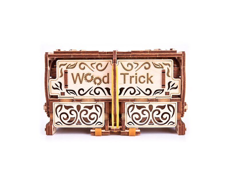 WoodTrick Bausatz Schatzkiste Swarovski Schmuckkästchen 3D Holzbausatz mit Swarovski Steinen