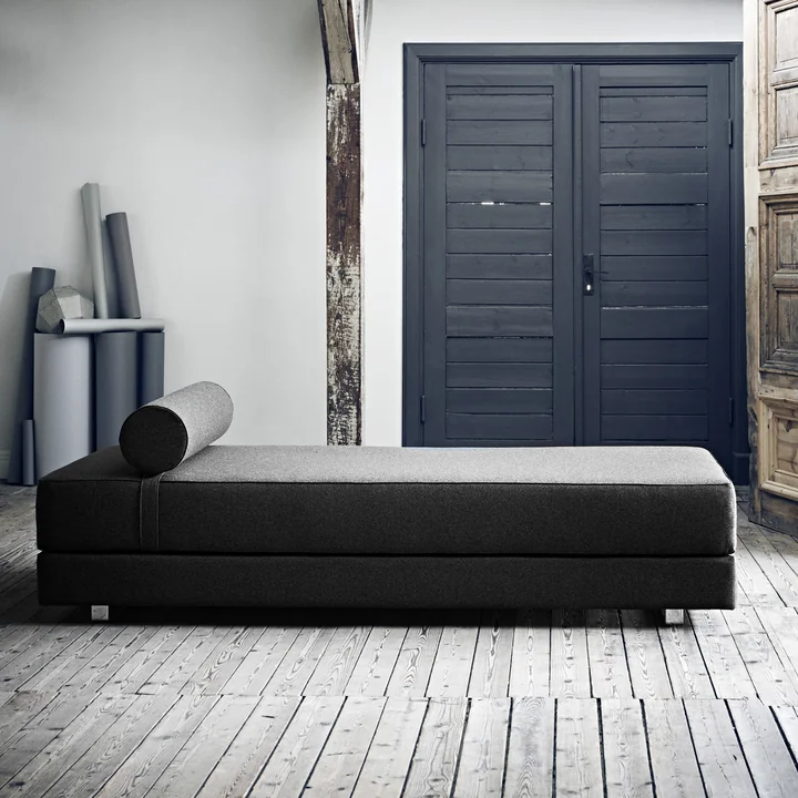 Softline - Lubi Schlafsofa mit Kaltschaummatratze, blau (Filz 846), inkl. Nackenrolle